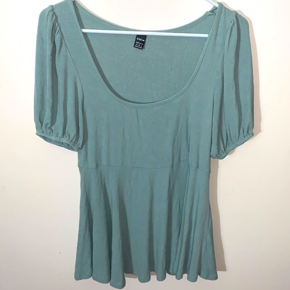 SHEIN sage Puff Sleeve Top